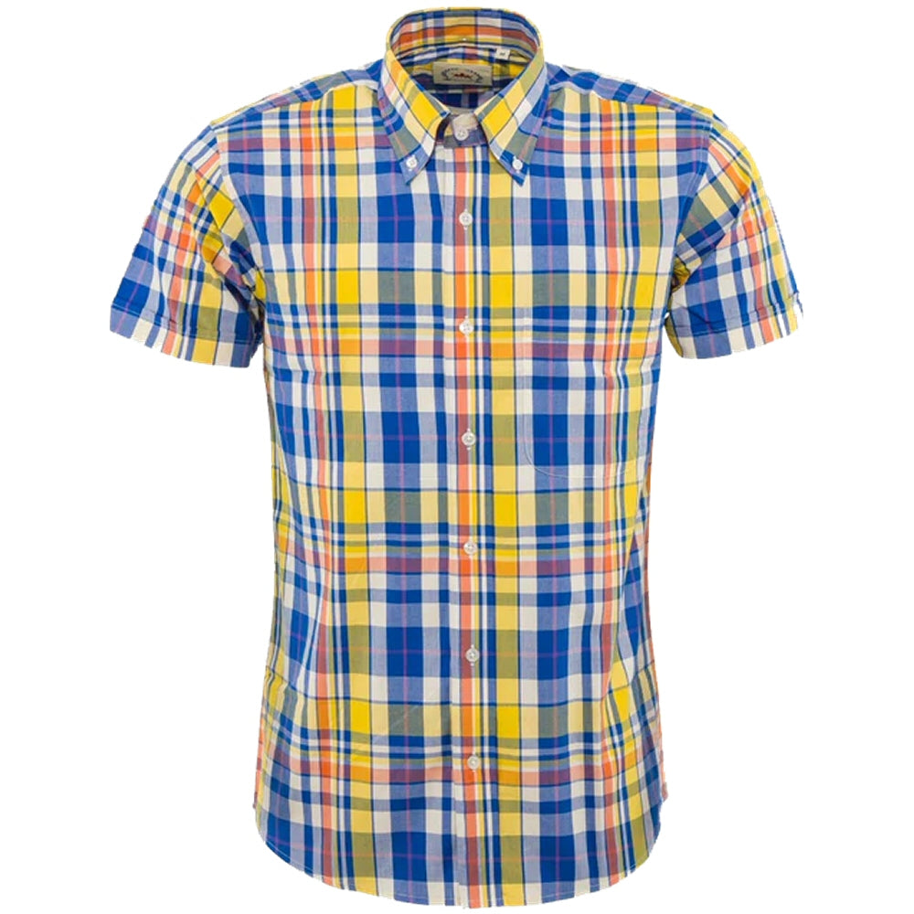 Relco Button Down Check Short Sleeve Shirt Yellow and Blue – Adaptor ...