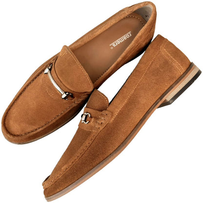 Roamers Metal Horse-Bit Bar Slip-On Suede Loafers Sand