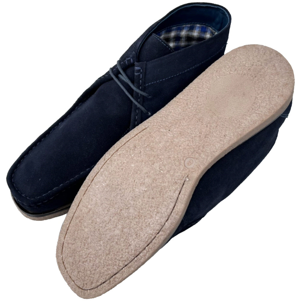 Roamers Mod Suede 2 Hole Rubber Sole Wallabee Boot Navy