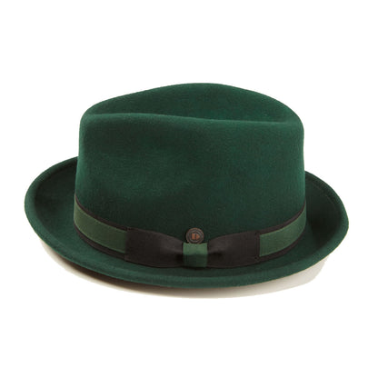 Dasmarca Robin Retro Wool Narrow Brim Fedora Trilby Hat Emerald