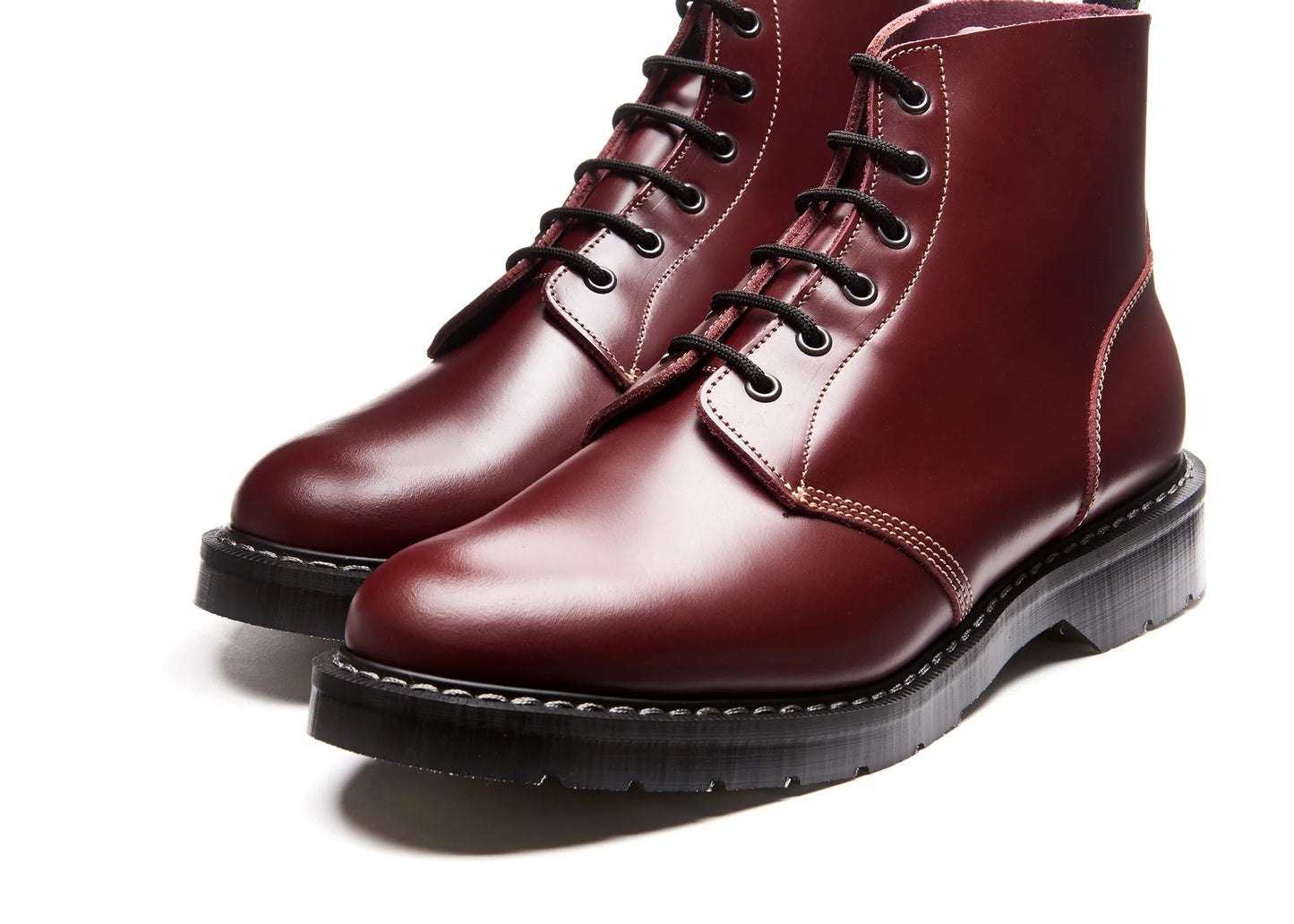 Solovair Hi Shine Leather 6 Eyelet Astronaut Boot Oxblood