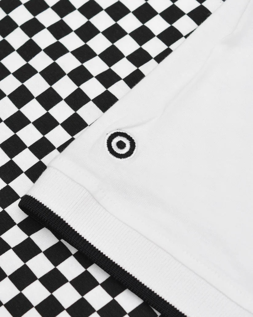 Lambretta 3 Button Checker Polo Shirt White