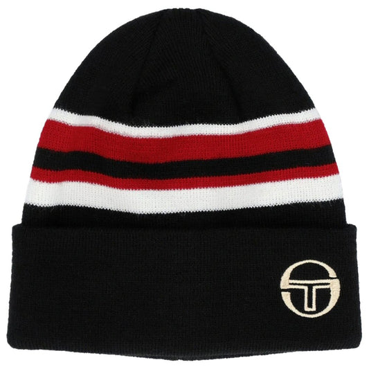 Sergio Tacchini Striped Beanie Hat Black