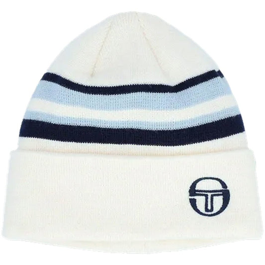 Sergio Tacchini Striped Beanie Hat Off White