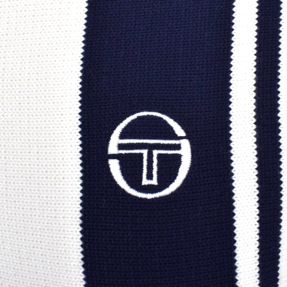 Sergio Tacchini Cotton Knit Stripe Polo Top Off White