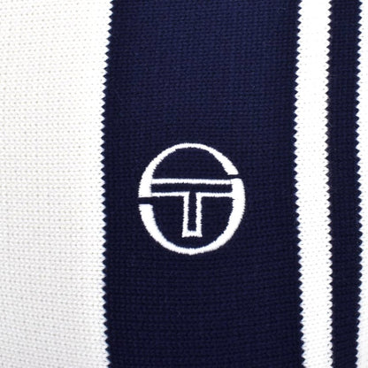 Sergio Tacchini Cotton Knit Stripe Polo Top Off White