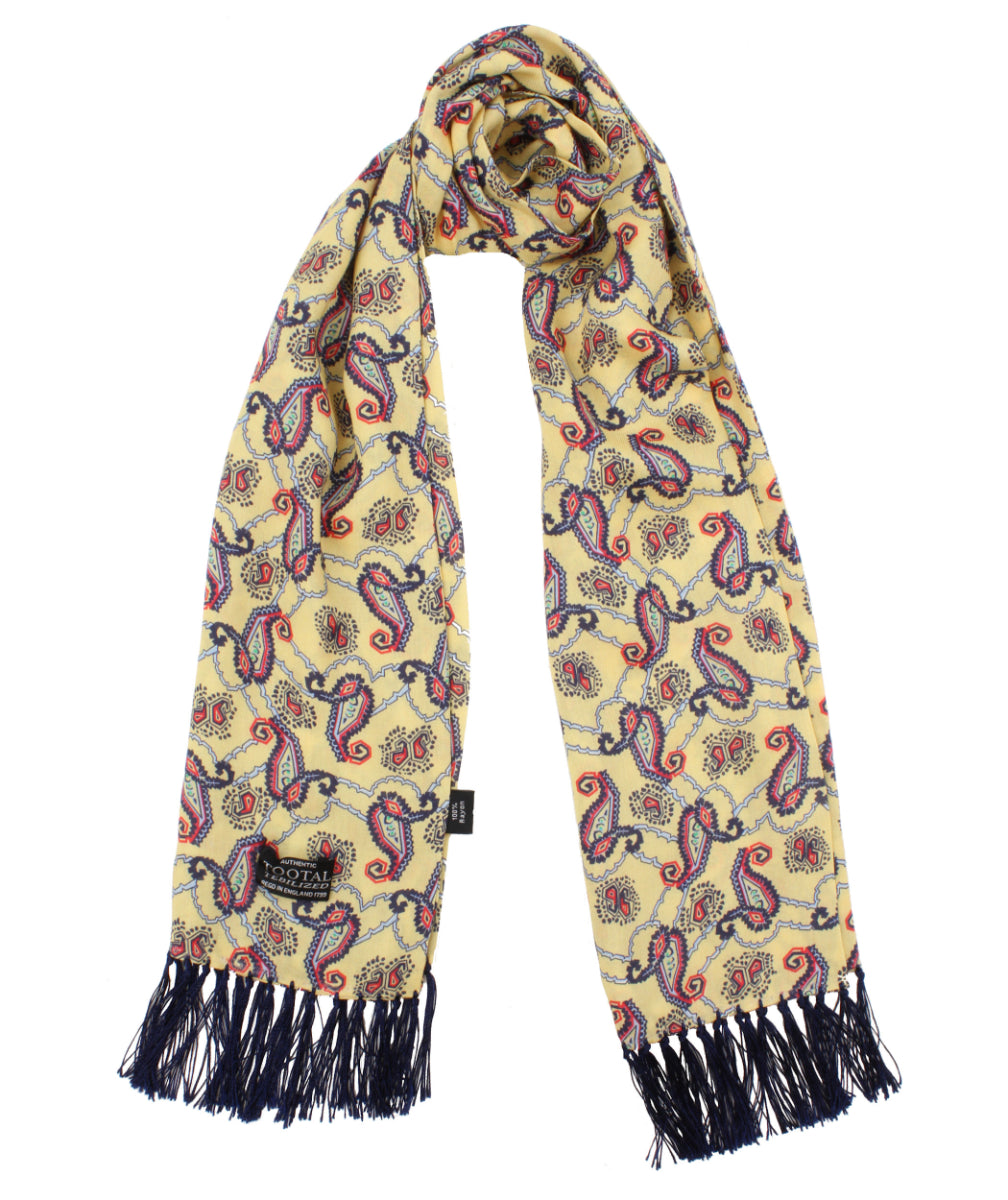 Tootal Lemon Angular Paisley Fringed Rayon Scarf