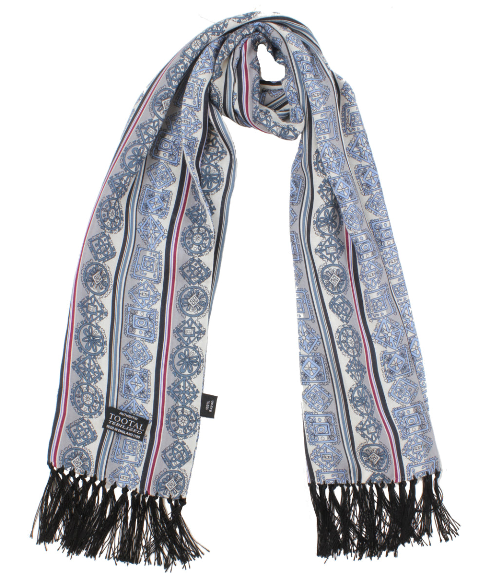 Tootal Smokey Grey Stripe Fringed Rayon Scarf