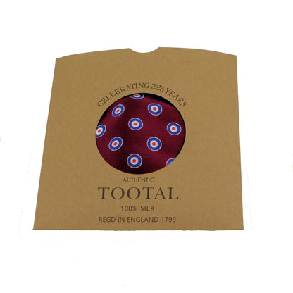 Tootal Mod 60's Retro Target Fringed 100% Silk Scarf Wine