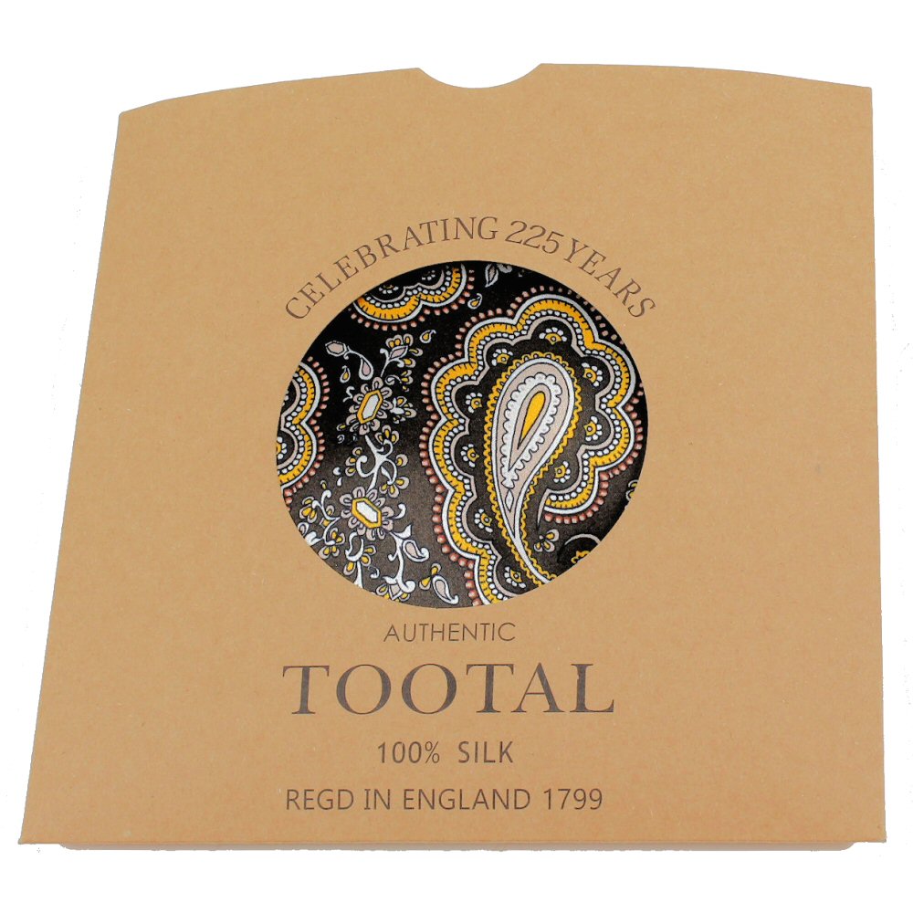 Tootal Large Paisley 100% Silk Tassled Scarf Brown