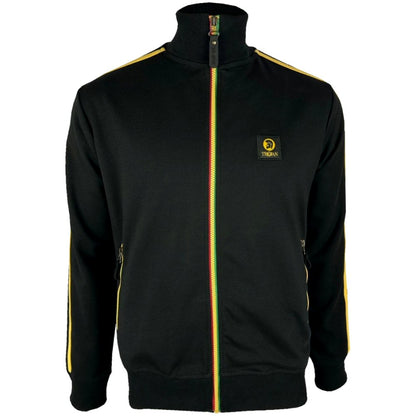 Trojan Records Contrast Zip Sleeve Stripe Track Top Black