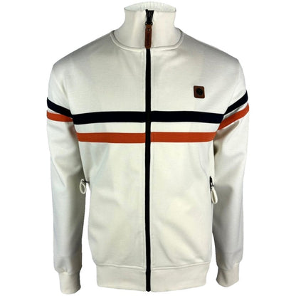 Trojan Records Twin Chest Stripe Track Top Ecru