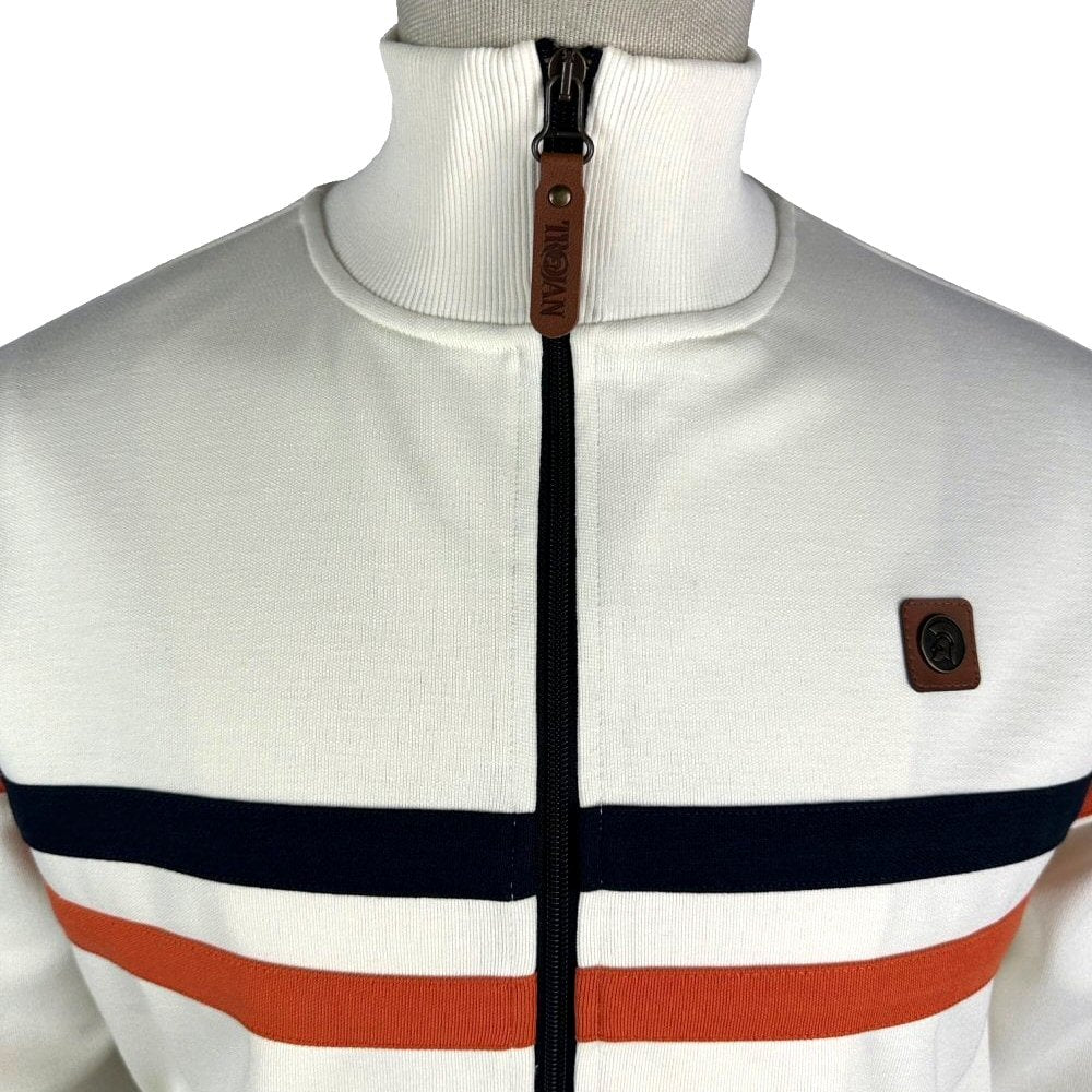 Trojan Records Twin Chest Stripe Track Top Ecru