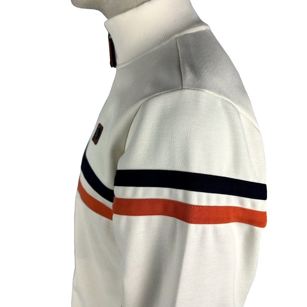 Trojan Records Twin Chest Stripe Track Top Ecru