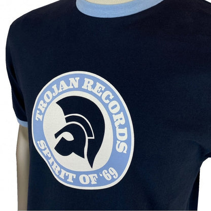 Trojan Records Spirit Of '69 Print Ringer T-Shirt Navy