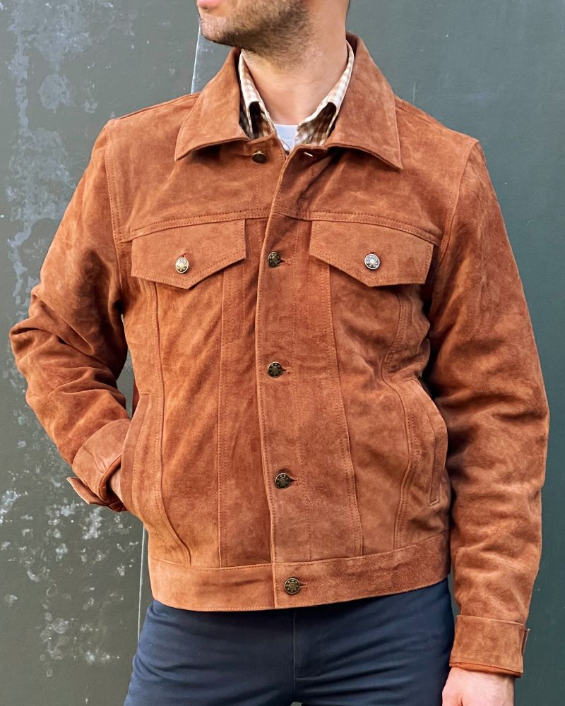 Adaptor Clothing Suede Trucker Jacket Tan