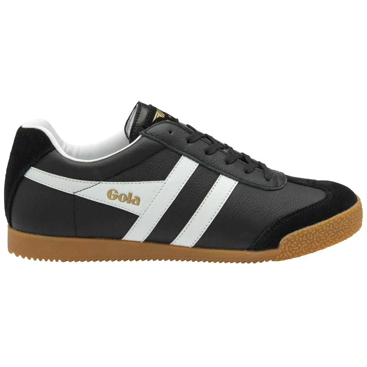 Gola Harrier Classic Twin Stripe Leather  Mens Trainer Black / White