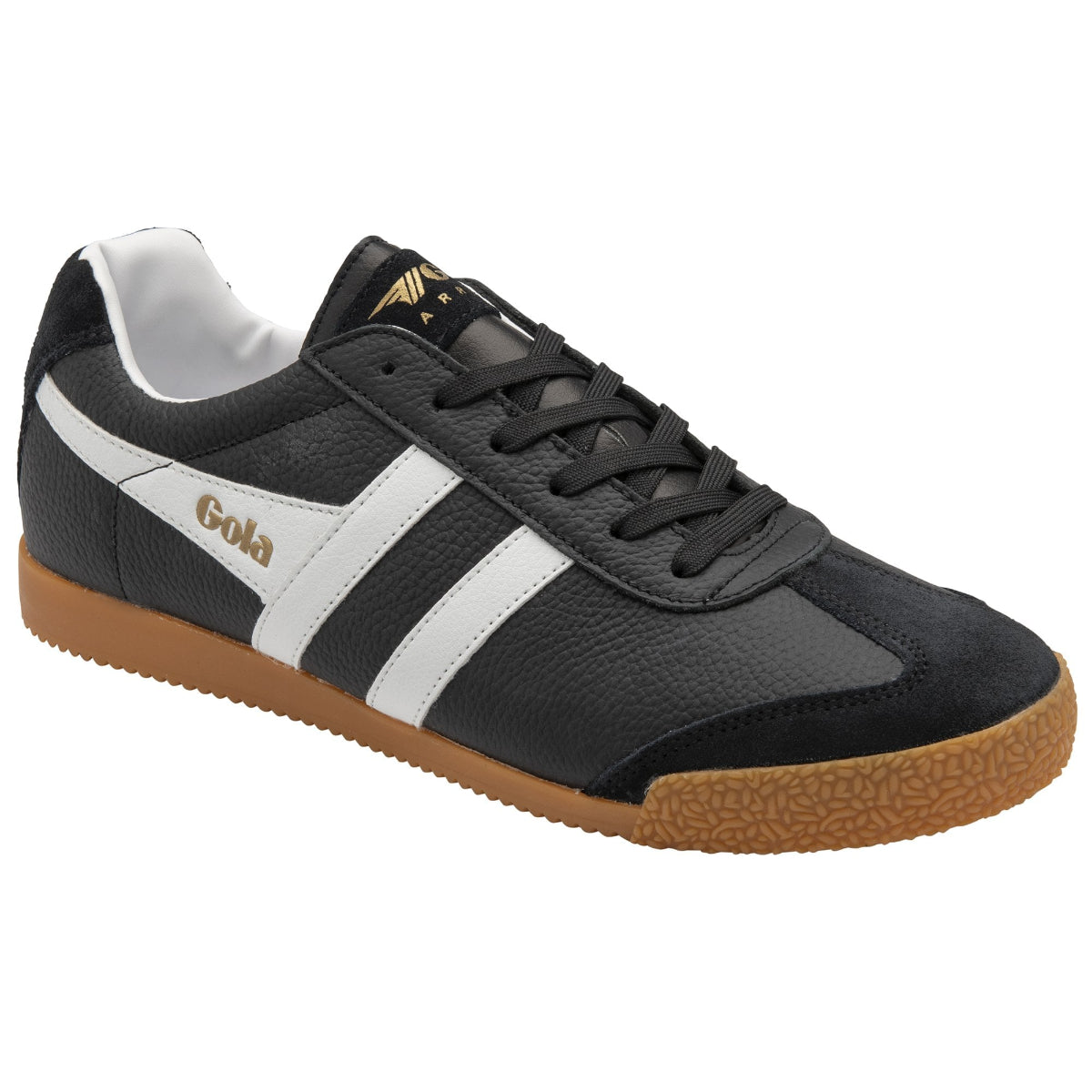 Gola Harrier Classic Twin Stripe Leather  Mens Trainer Black / White