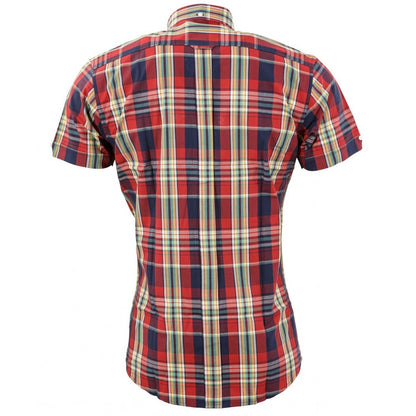 Relco Button Down Check Short Sleeve Shirt Red