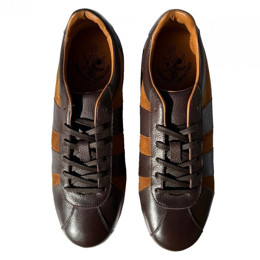 Delicious Junction Leather Chad Retro Trainer Chocolate