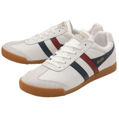 Gola Harrier Classic Twin Stripe Leather  Mens Trainer White Navy Red