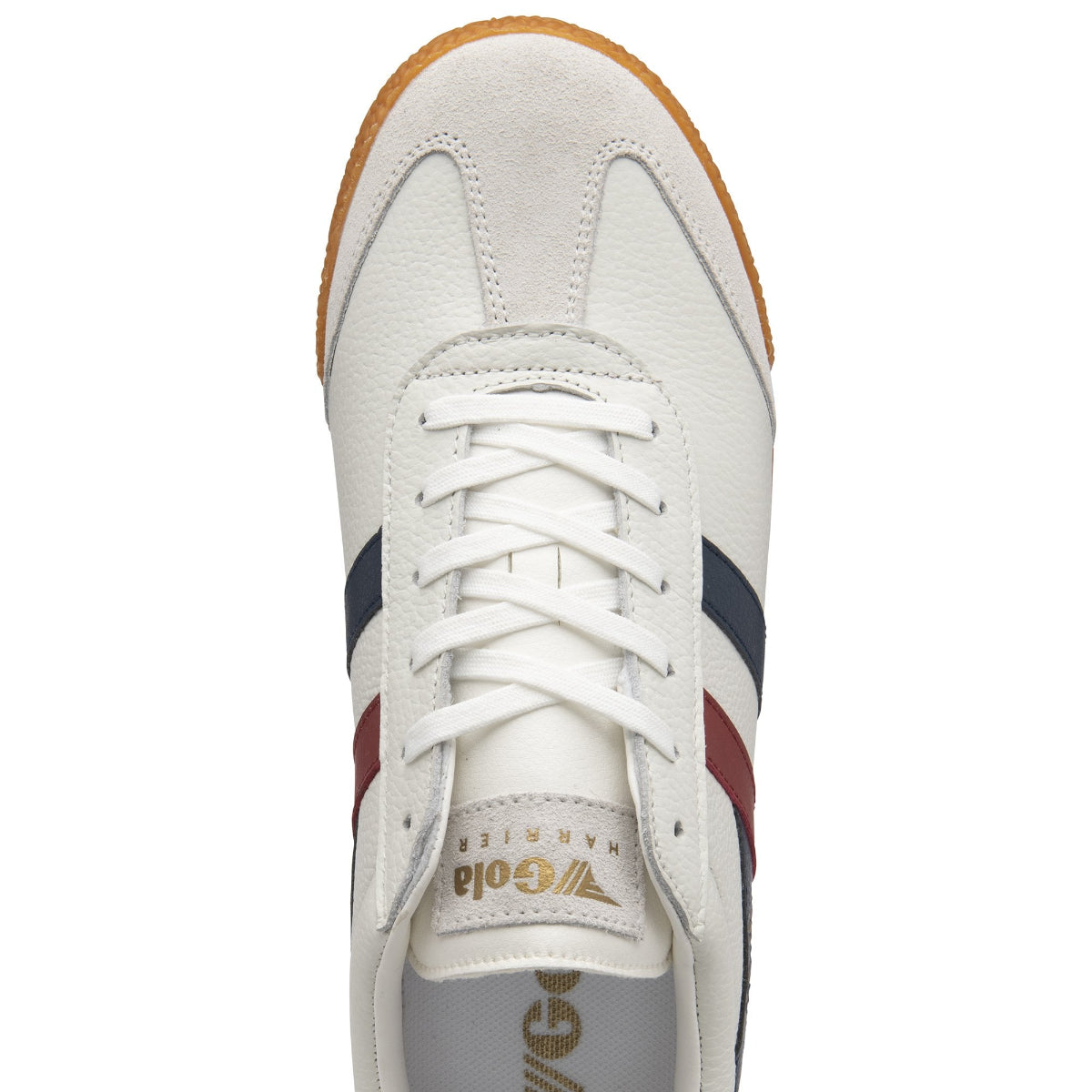 Gola Harrier Classic Twin Stripe Leather  Mens Trainer White Navy Red