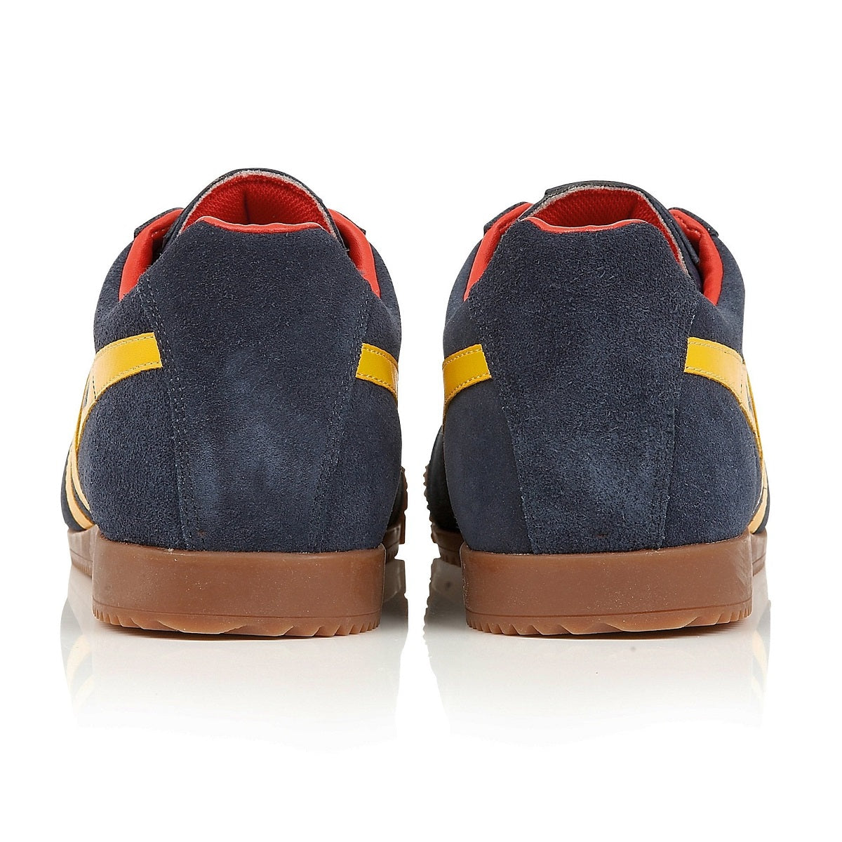 Gola Harrier Classic Twin Stripe Suede Trainer Navy / Sun / Red