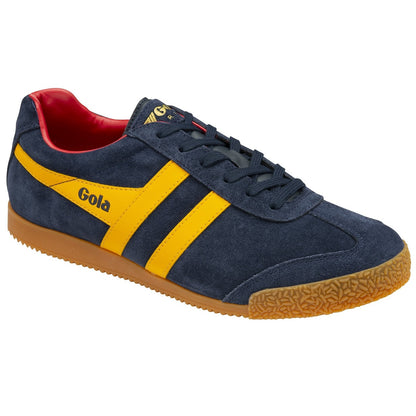 Gola Harrier Classic Twin Stripe Suede Trainer Navy / Sun / Red