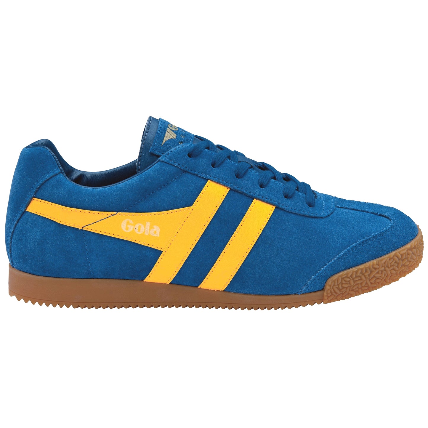 Gola Harrier Classic Twin Stripe Suede Trainer Marine Blue / Sun