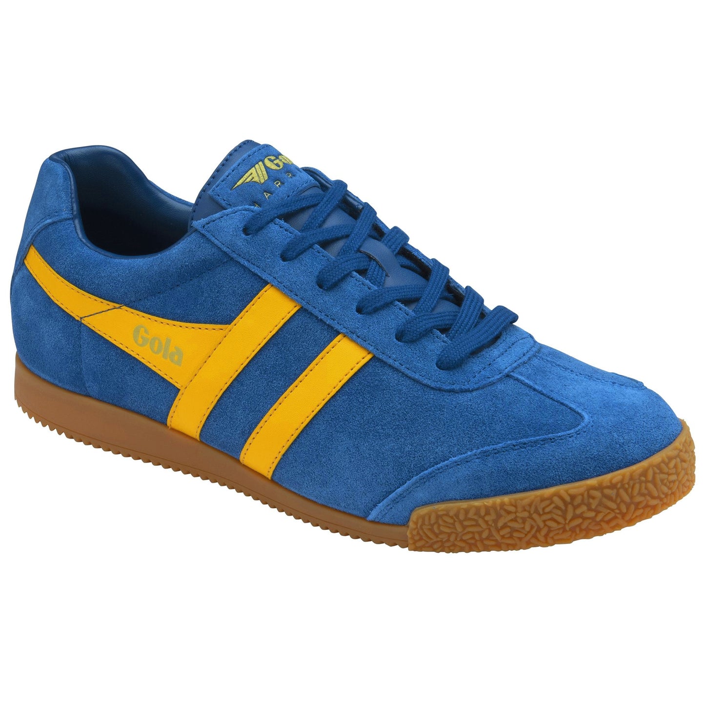 Gola Harrier Classic Twin Stripe Suede Trainer Marine Blue / Sun