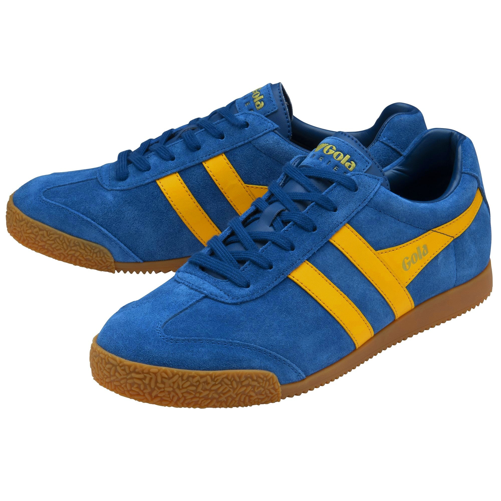 Gola Harrier Classic Twin Stripe Suede Trainer Marine Blue Sun Adaptor Clothing