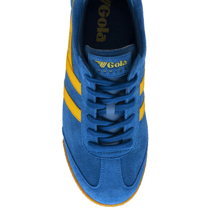 Gola Harrier Classic Twin Stripe Suede Trainer Marine Blue / Sun