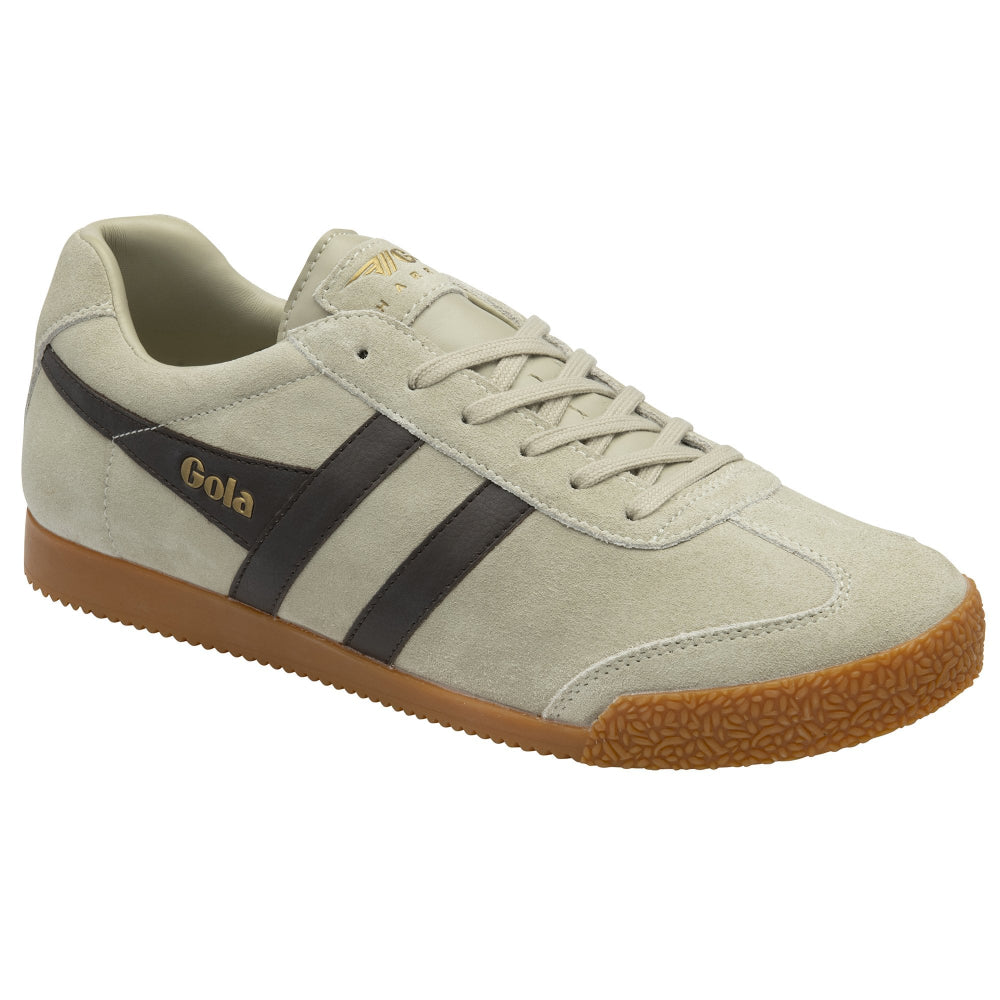 Gola Harrier Classic Twin Stripe Suede Trainer Wheat / Dark Brown