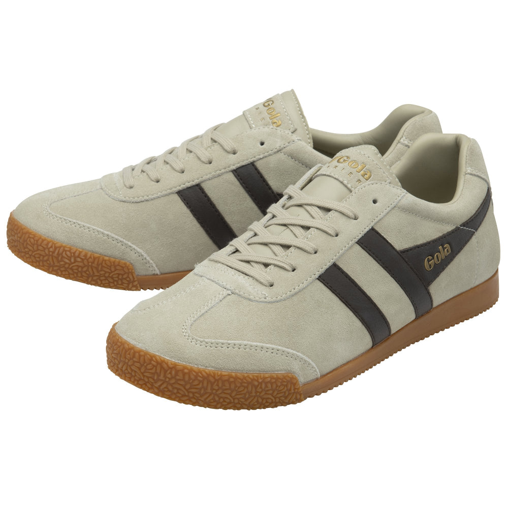 Gola Harrier Classic Twin Stripe Suede Trainer Wheat / Dark Brown