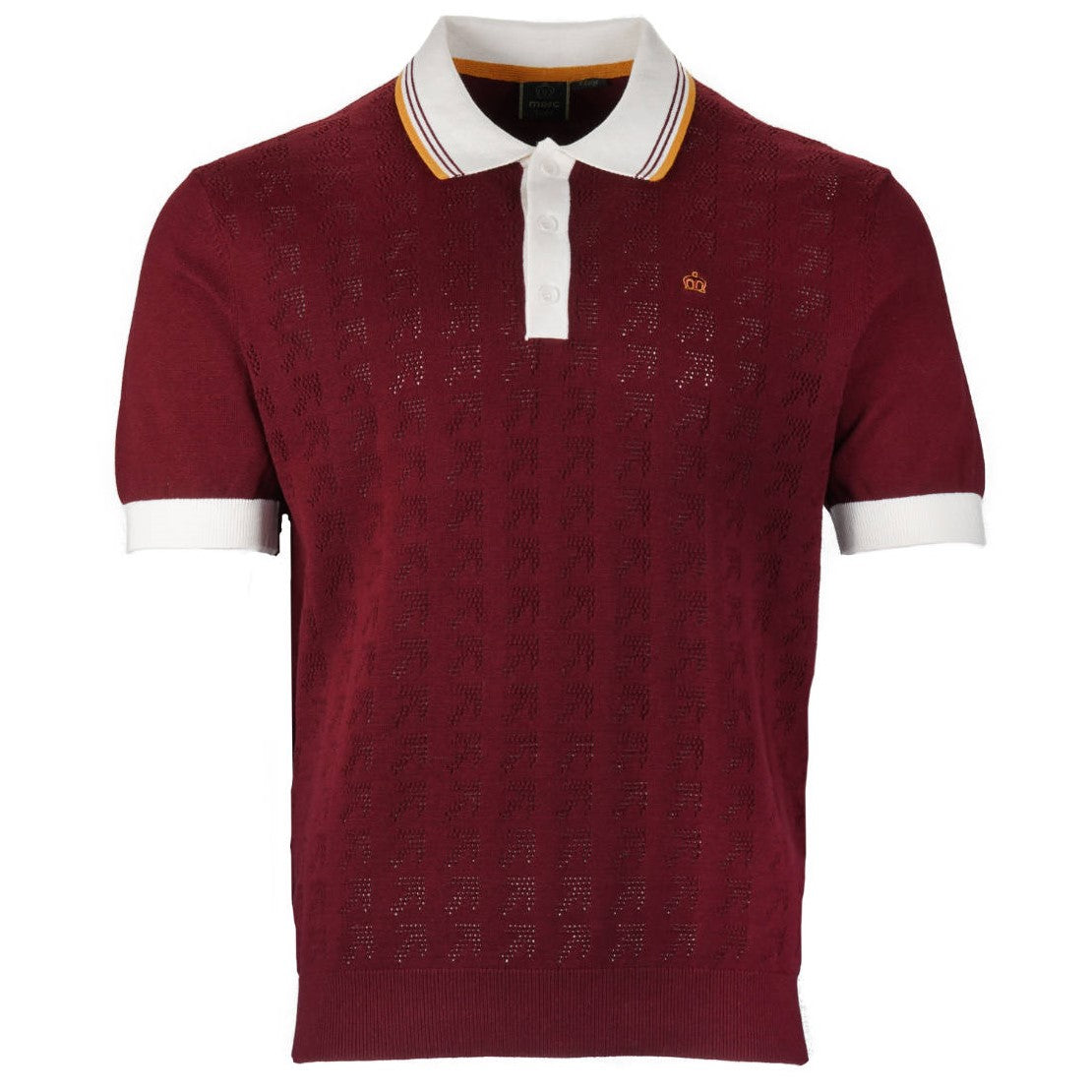 Merc London Fine Knit Mesh Polo Burgundy