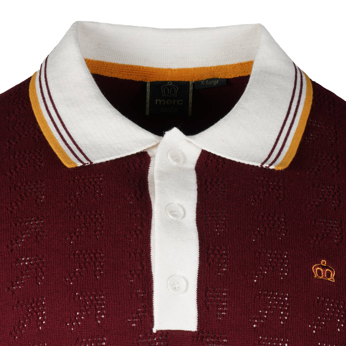 Merc London Fine Knit Mesh Polo Burgundy