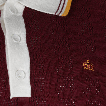 Merc London Fine Knit Mesh Polo Burgundy