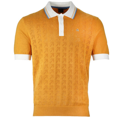 Merc London Fine Knit Mesh Polo Mustard