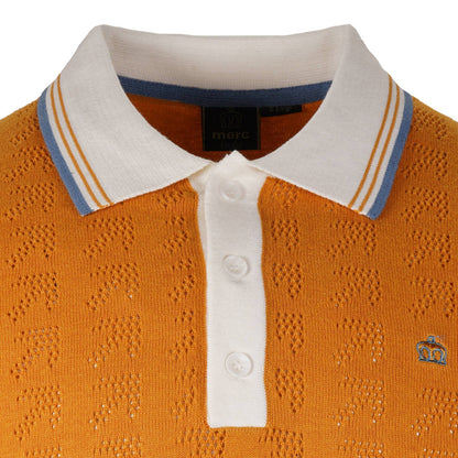 Merc London Fine Knit Mesh Polo Mustard