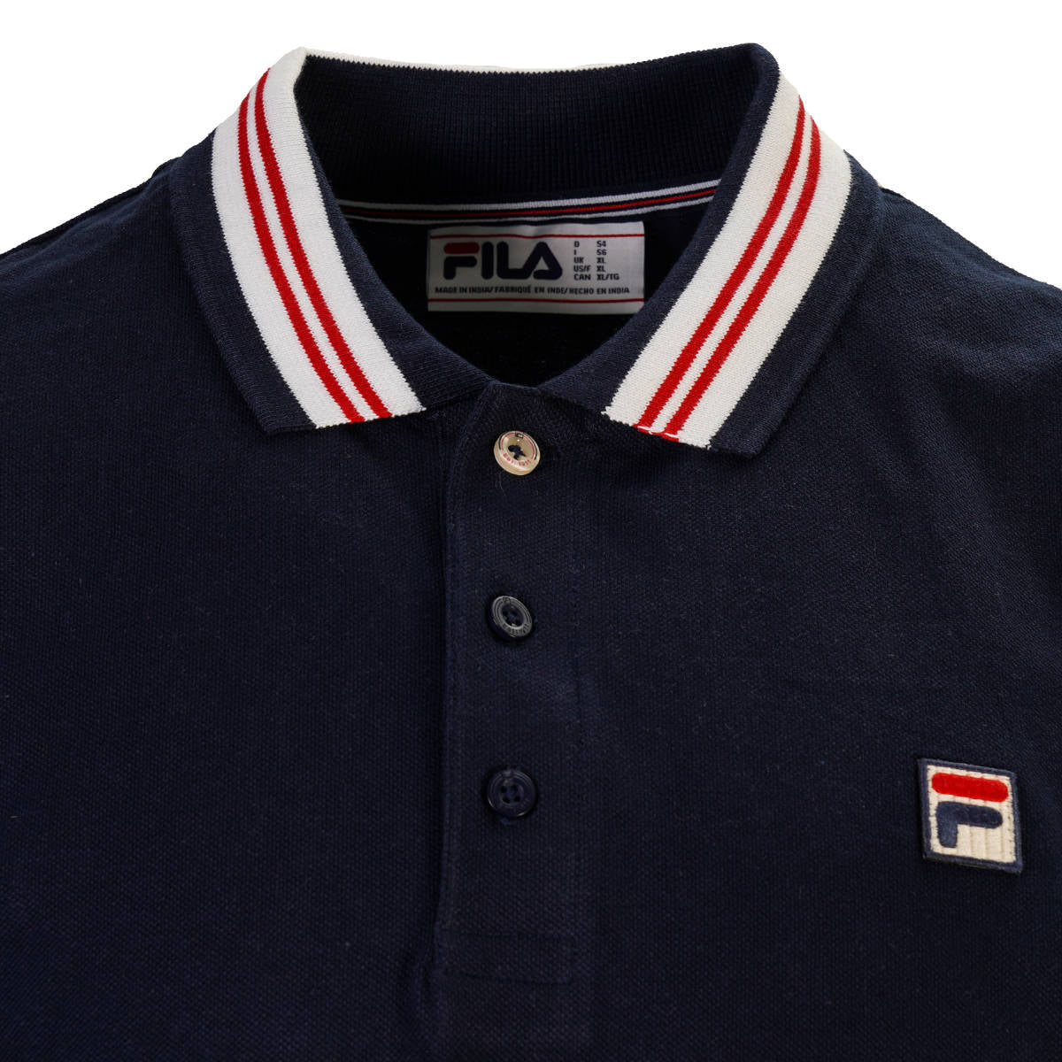 Fila Bold Tipped Pique Polo Shirt Navy