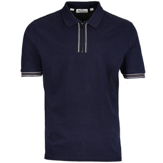 Ben Sherman Tipped Zip Placket Polo Shirt Navy