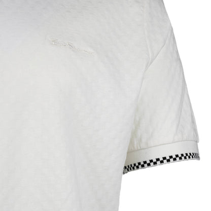 Ben Sherman Chequer Weave Polo Shirt Off White