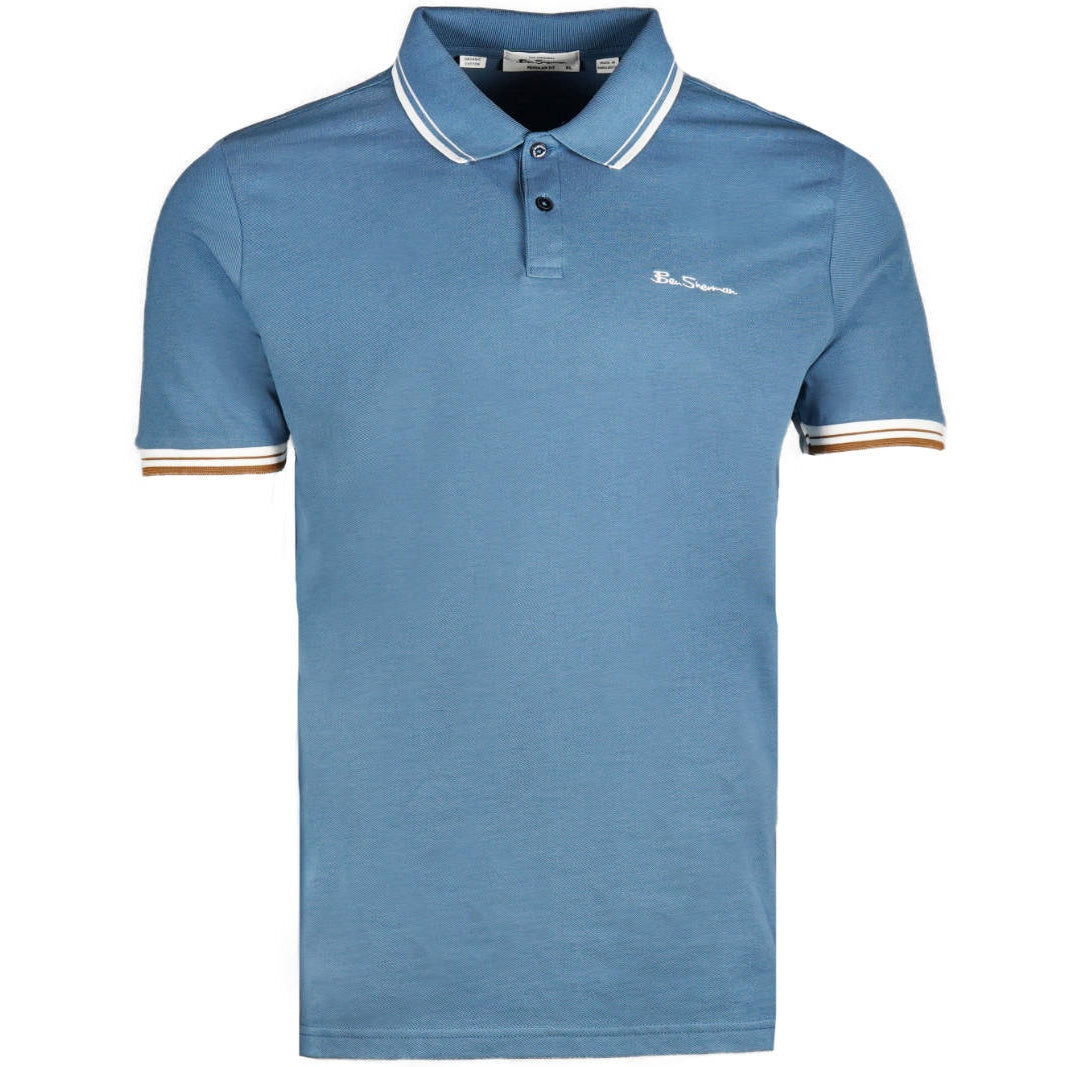 Ben Sherman Twin Tipped Pique Polo Shirt Airforce