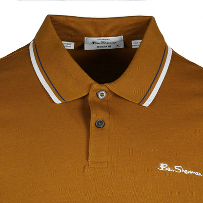 Ben Sherman Twin Tipped Pique Polo Shirt Caramel