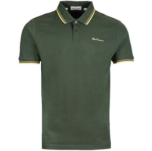 Ben Sherman Twin Tipped Pique Polo Shirt Forest