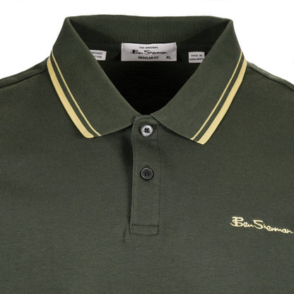 Ben Sherman Twin Tipped Pique Polo Shirt Forest