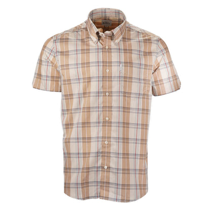 Ben Sherman Short Sleeve Windowpane Check Shirt Sand