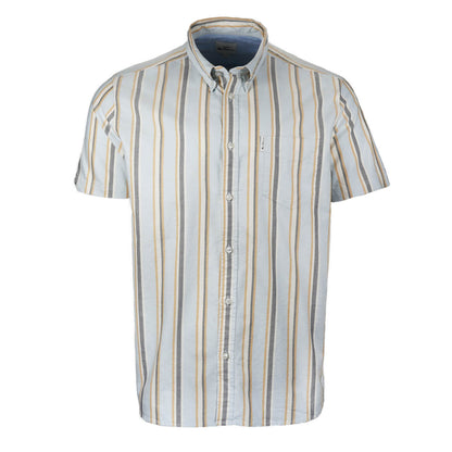 Ben Sherman Short Sleeve Oxford Multi Stripe Shirt Sky Blue