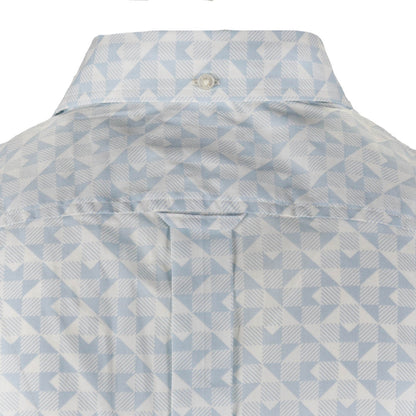 Ben Sherman Short Sleeve Geometric Check Shirt Sky Blue