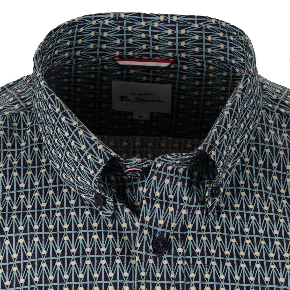 Ben Sherman Short Sleeve Mid Century Geometric Shirt Navy